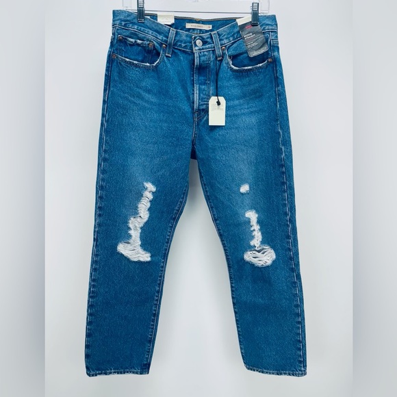 Levi's Denim - LEVI'S Jeans Sz 30x28 Women’s Wedgie Straight High Rise Distressed Blu New